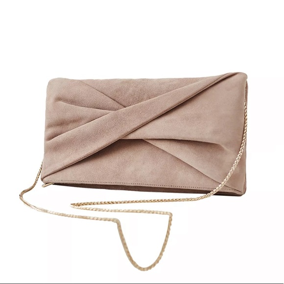 Reiss Goatskin Suede Foldover Twist Detail Clutch Bag - Picture 6 of 16